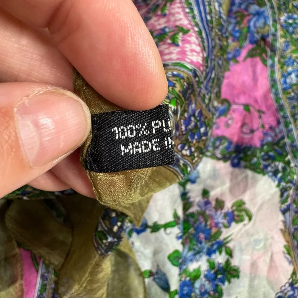 Silk Floral‎ Pink and Green Printed Scarf